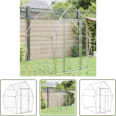Image de The Living Store Cage à poules Argentée 200x105x182 cm Acier galvanisé