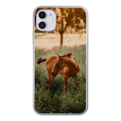 Produktbild von MuchoWow® Handyhülle Schutzhülle Hülle für iPhone 11 Pferd - Gras - Baum Silikon Softcase Handy Hülle - Handytasche