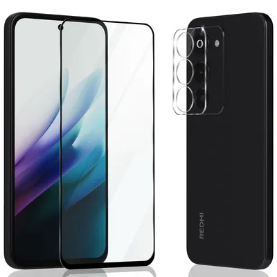 Zdjęcie produktu dla 1-pak Xiaomi Redmi 15 Szkło ochronne na ekran & 1-pak ochrona obiektywu - Szkło hartowane 9H - Super jakość 3D