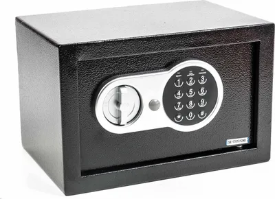 Produktbild von Digital-Safe von Safe & Secure mit Zahlencode und Notschlüsseln, Wand- oder Bodenmontage, Stahl, schwarz #1