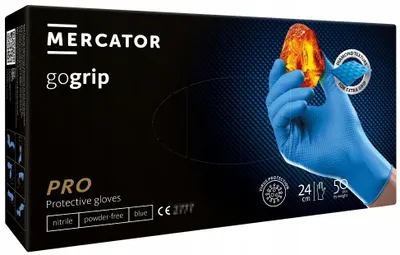 Produktbild von Mercator Medical GOGRIP Nitrilhandschuhe Blau Größe L 50 Stück