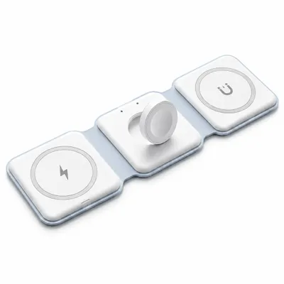 Produktbild von 3in1 Ladestation faltbar für iPhone, Apple Watch & AirPods – Magnetisches 15W Wireless Ladegerät – MagSafe kompatibel