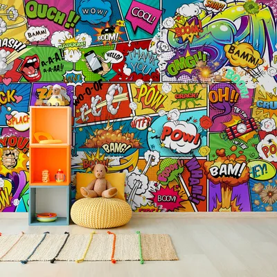 Produktbild von Muralo XXL Vlies FOTOTAPETE Comic Untertitel Dekor (B) 460 cm x (H) 300 cm Tapete Wandtapete WOHNZIMMER SCHLAFZIMMER 4865