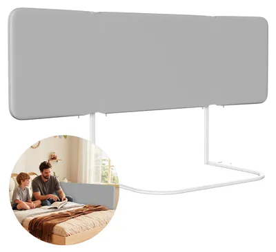 Zdjęcie produktu dla Vigevee Składane barierki ochronne do łóżka, 150 cm, szare, regulowane na wysokość od 0 do 30 cm, do materacy o grubości 8-30 cm