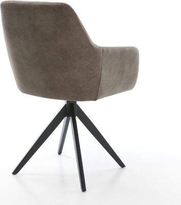 DELIFE Drehstuhl Pejo-Flex Taupe Vintage Kreuzgestell kantig Schwarz 180° drehbar