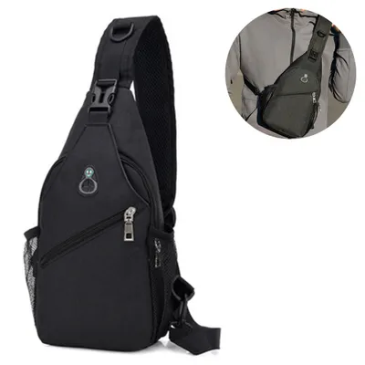 Produktbild von Men's Sling Bag Multipurpose Daypacks Shoulder Crossbody Bag with USB Charge Port Black ,black
