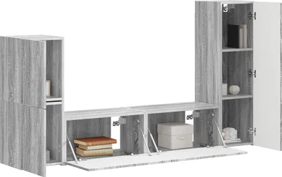 Produktbild von Cloris Designermöbel TV-Schrankset Wandmontiert 4 pcs - Montage erforderlich - Graues Sonoma Holzwerkstoff - 2026Neu990273 - TV-Schränke