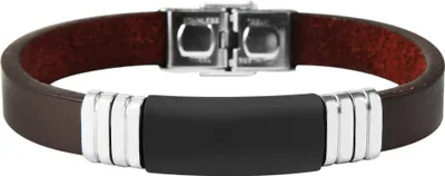 Produktbild von Akzent Echtlederarmband mit Edelstahlelement, Gravurplatte