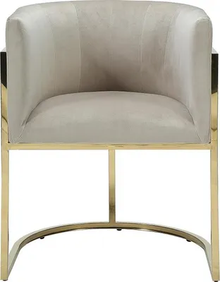 Produktbild von PERIA stuhl von Pascal Morabito mit armlehnen - velour und metall - beige und gold farbe