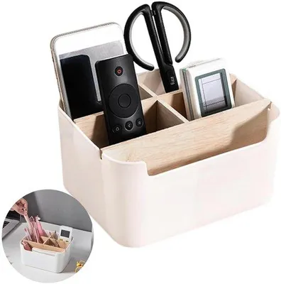 Produktbild von Famanu Büro-Organizer aus Holz - Multifunktionale Aufbewahrungsbox mit 5 Fächern