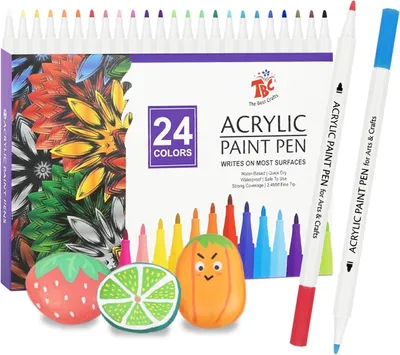 Produktbild von TBC Acrylstifte für Steine, 24 Farben, Wasserfest, Stifte zum Malen, Ostergeschenke Kinder