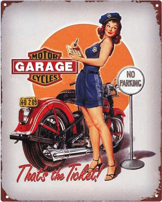 Produktbild von Moritz Deko Blechschild Motorcycles Garage No Parking Retro Geschenk-Idee aus Metall Vintage-Design zur Dekoration