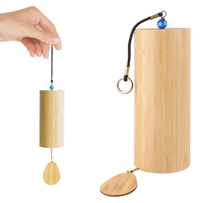Zdjęcie produktu dla Bambusowy dzwonek wietrzny, z naturalnego bambusa, do jogi i medytacji, wiszący instrument dźwiękowy na