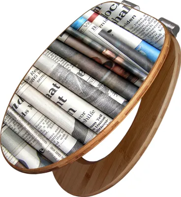 Produktbild von banjado Design WC Sitz Bambus Absenkautomatik -Zeitungen - Toilettendeckel mit Absenkautomatik Holz/hochwertiger Bambus Klodeckel/WC-Sitz für alle gängigen Toiletten [TDB2 10039]