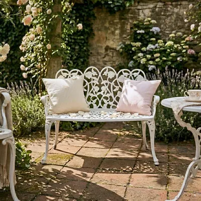 Produktbild von abc HOME | Gartenbank aus Aluminiumguss | Jugendstil | weiß