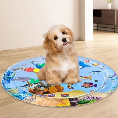 Produktbild von 65cm Sensorische Wasser Spielmatte für Katzen,Sommer Wasserspielmatte,Interaktives Katzenspielzeug,Wassermatte für Katzen,Hunde (Hai)