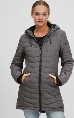 Produktbild von OXMO OXNelly Damen Steppmantel Wintermantel Winterjacke gefüttert mit Kapuze
