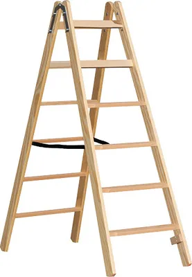 Produktbild von Holz Stufen Doppelleiter Mod. HST - Sprossenanzahl: 2 x 6, Länge: 1,64 m