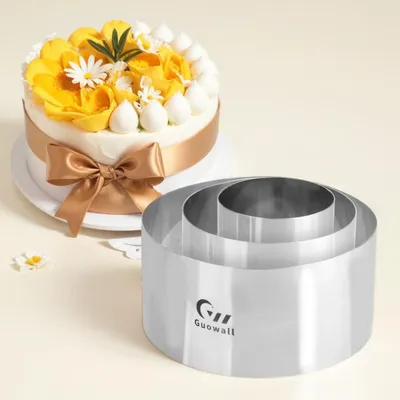 Immagine prodotto di Set di 3 stampi per torte in acciaio inossidabile, di diverse dimensioni: diametro 10, 15 e 20 cm, altezza 10 cm