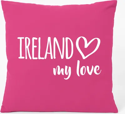 Produktbild von Huuraa Kissen Ireland my love 40x40cm mit Füllung Fuchsia Baumwolle Dekokissen Geschenkidee