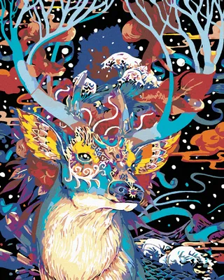 Image de Zuty - Peinture par numéros - CERF COLORÉ I, 40 x 50 cm, sans cadre et sans tension de la toile