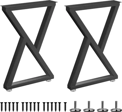 Produktbild von Tischbeine aus Metall in Schwarz, 2er Set, 72 x 50 cm, pulverbeschichtet, für DIY Esstische und Schreibtische