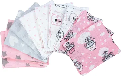 Produktbild von TupTam Baby Mullwindeln Spucktücher 70x80 5er / 10er Pack, Farbe: Mädchen 6, Anzahl der Teile:: 5er Pack