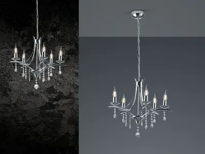 Produktbild von LED Kronleuchter modern Lüster mehrflammig Kristallleuchter Lampe Silber Luster