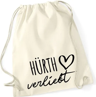 Produktbild von Huuraa Turnbeutel Hürth verliebt 12 Liter Natural Baumwolle Rucksack Geschenkidee