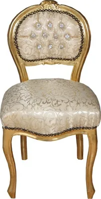 Obrázek produktu pro Casa Padrino Barokní dámská židle Cream Pattern / Gold with Bling Bling Glitter Stones - toaletní židle