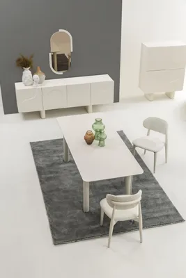 Produktbild von 7-teiliges Esszimmer-Set – Sideboard, Spiegel, Esstisch und 4 Stühle
