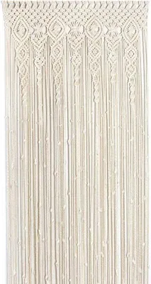 Produktbild von Ibenzoa® Handgewebter Boho-Wandteppich aus Baumwollfaden, Beige – 90 x 180 cm, Wandbehang, Raumteiler, Vorhang, Hochzeitsdekoration