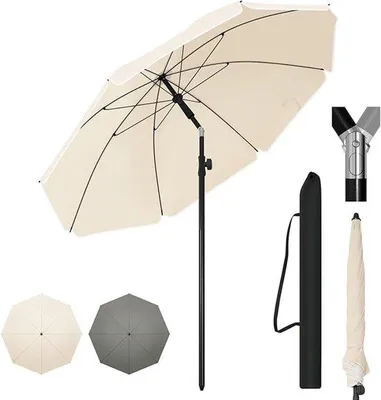 Produktbild von Famanu Sonnenschirm UV-Schutz 50+ für Balkon Garten Terrasse Sommer - Titanoptik