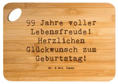 Produktbild von Mr. & Mrs. Panda schneidbrett Spruch 99. Geburtstag Lebensfreude - Transparent - Geschenk, holzschneidebrett, Frühstücksbrettchen, Holzbrett, Zitat, Glückwunsch, Alter