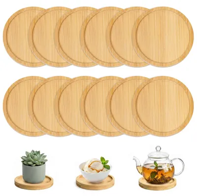 12 Bambus-Untersetzer rund 9,5 cm naturfarben