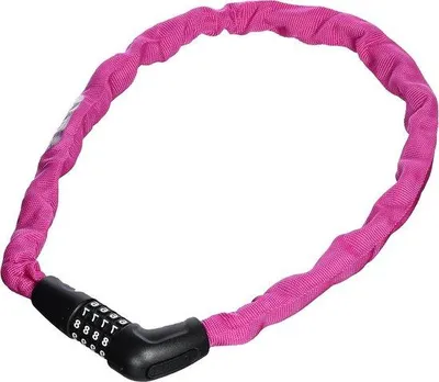 Productafbeelding van Kettingslot met een stalen ketting van 5 mm dik - beveiligingsniveau 4 - 75 cm - roze