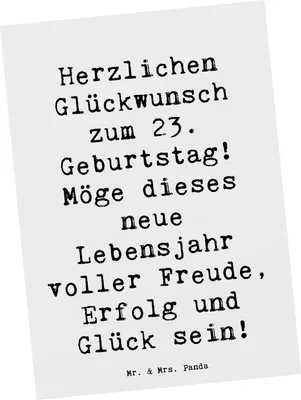 Produktbild von Mr. & Mrs. Panda Grußkarte Spruch 23. Geburtstag - Weiß - Geschenk, Geburtstagsgeschenk, neues Lebensjahr, Herzlichen Glückwunsch zum, Postkarten, Ansichtskarte, Alter
