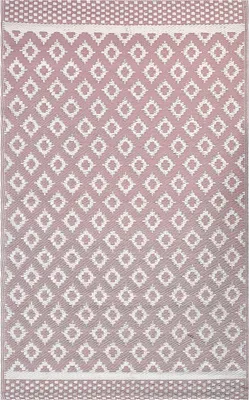 Produktbild von BELIANI Koberec růžový syntetický materiál 120 x 180 cm interiér exteriér s moderním vzorem obdélníkový krátký vlas zahradní doplňky