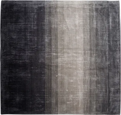Produktbild von BELIANI Teppich Grau Schwarz Kunstseide Baumwolle 200 x 200 cm Ombre Muster Handgewebt Quadratisch