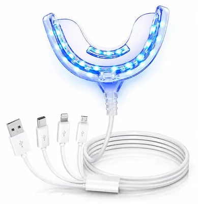 Produktbild von LED Zahnaufhellungsset mit Blue Light, Teeth Whitening Kit USB kompatibel, Zahnschiene Bleaching Gerät für Zuhause, mobile Zahnaufhellung