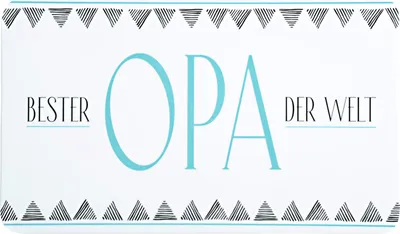 A rectangular breakfast board with the text "Bester Opa der Welt" (Best Grandpa in the World) and decorative triangular patterns at the top and bottom.
