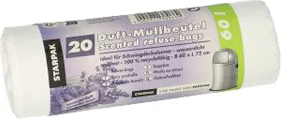 Produktbild von STARPAK Mülleimerbeutel mit Duft LDPE 60 Liter weiß 20 Beutel auf Rolle
