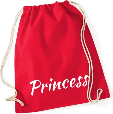 Produktbild von Huuraa Turnbeutel Princess Schriftzug 12 Liter Classic Red Baumwolle Rucksack Geschenkidee