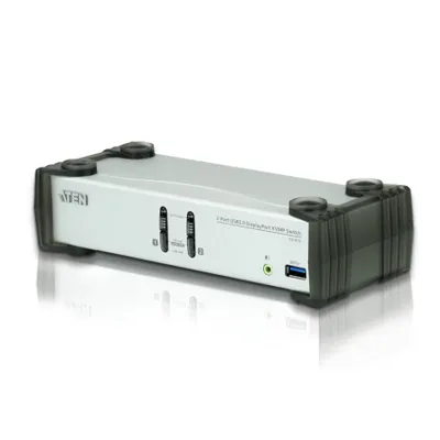 Produktbild von ATEN 2-Port USB 3.0 DisplayPort KVMP™ Switch (Kabel enthalten), 3840 x 2160 Pixel, 4K Ultra HD, 2 W, Schwarz, Grau