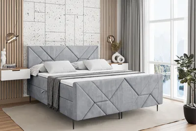 Produktbild von ALTDECOR Boxspringbett mit Schwarz Füßen, Matratze und Lattenrost, Topper, Fußteil, Polsterbett mit Bettkasten, Bett mit Stauraum H4-Matratze, Doppelbett - BARWA-FC-Z - 120x200 - Grau Monolith