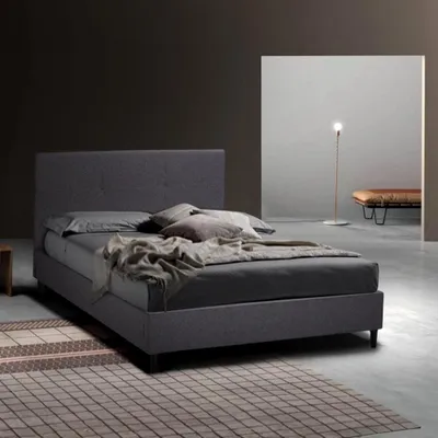 Immagine prodotto di Letto singolo grande francese 120x190 cm con testata in ecopelle e rete a doghe Losanna - grigio