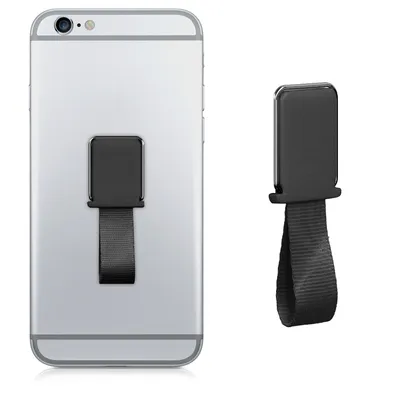 Produktbild von kwmobile Smartphone Fingerhalter Griff mit Ständer - Finger Halter für magnetische Autohalterungen - Selbstklebende Handy Fingerhalterung Schwarz