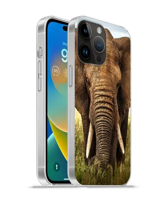 Produktbild von MuchoWow® Handyhülle Schutzhülle Hülle für Apple iPhone 14 Pro - Softcase Elefant - Gras - Tiere - Natur Silikon Softcase Handy Hülle - Umschlag