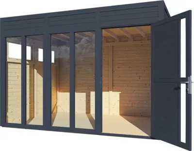 Obrázek produktu pro Dřevěný zahradní domek Bertilo Cubo 3 Office antracit 336 x 234 cm
