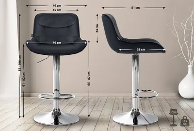 Produktbild von Barhocker HLO-CP303 Samt chrom schwarz